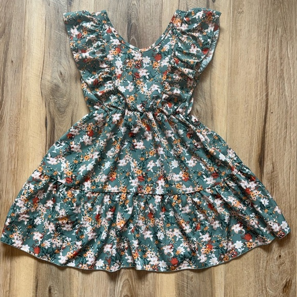 Echo Other - Echo Kids Floral Dress in Green and Orange
